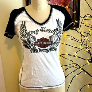Harley Davidson Motorcycle Live to Ride White Black Women's T-Shirt XS
